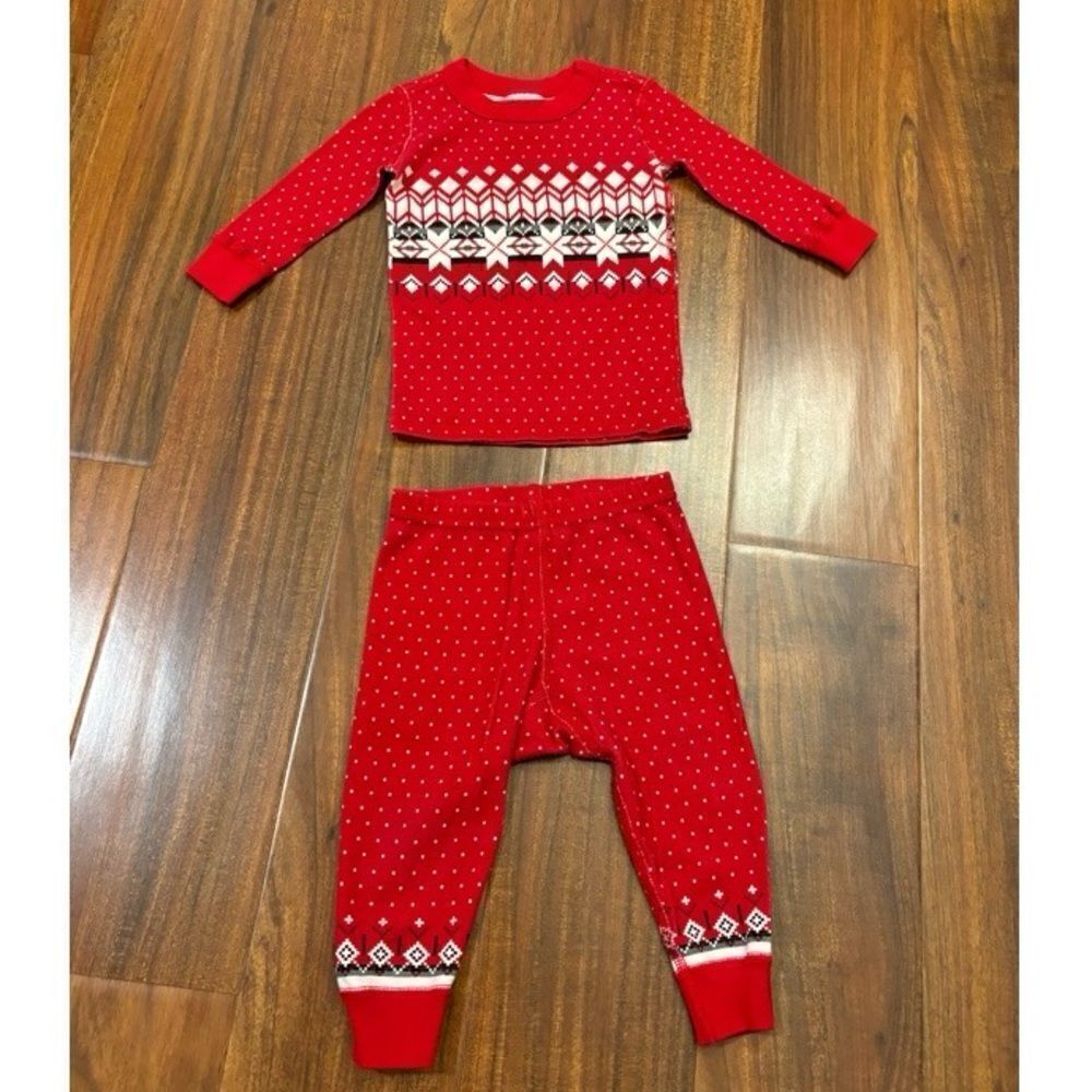 Hanna Andersson red/black/white holiday 2piece pajama set